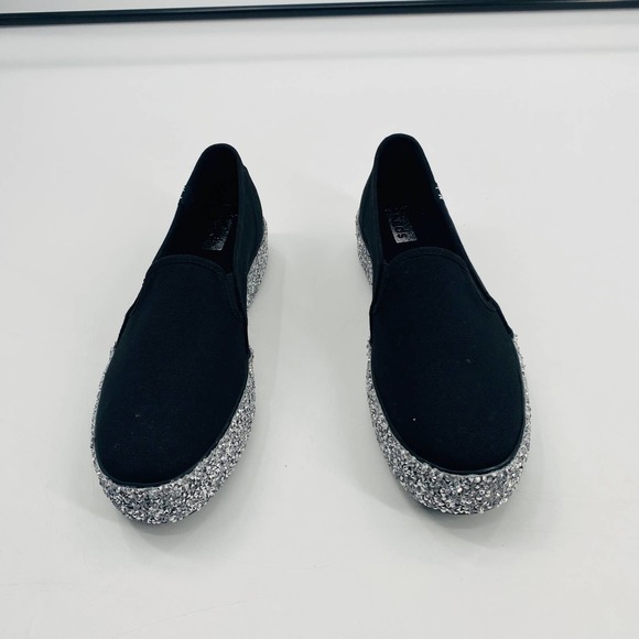 Keds Women's Black Slip-On Shoes with Silver Glitter Sole - Picture 9 of 10